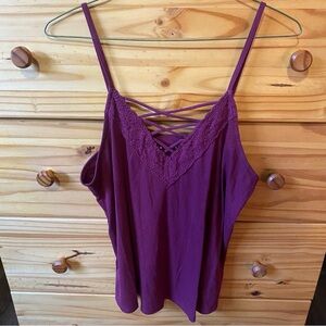 Aeropostale Cross Cross Front Lace Tank L